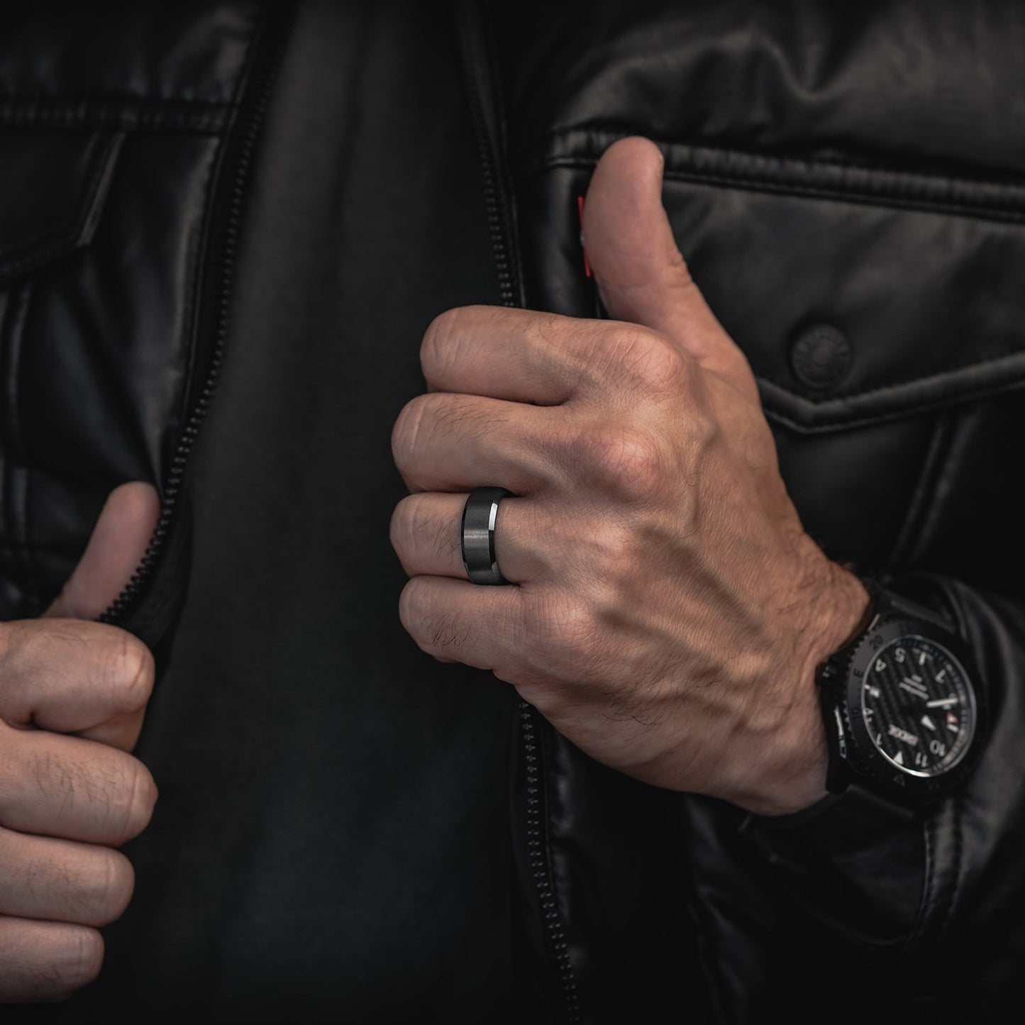 Ridge 8mm Beveled Ring Set - Gunmetal