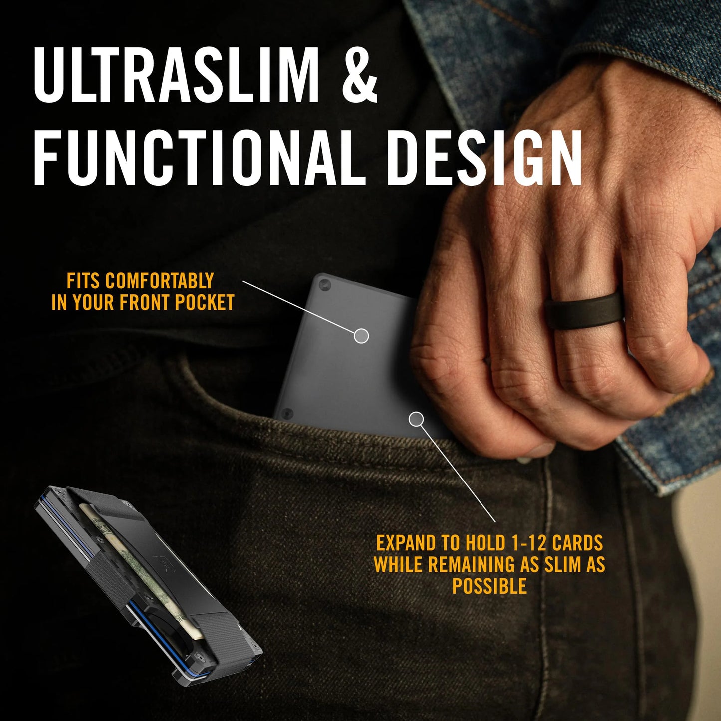 Ridge Wallet for Men - Slim Minimalist Compact Wallet and Card Holder, RFID Protected Front Pocket Wallets for Men