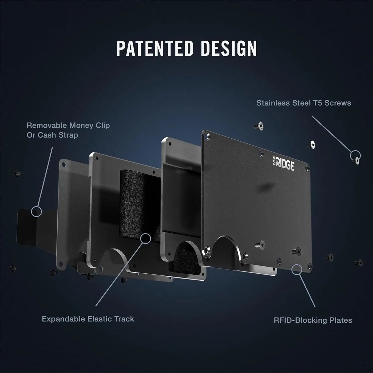 The Ridge Credit Card Holder Black Luxury Aluminum Metal Minimalist Purse RFID Blocking Id Card Holder